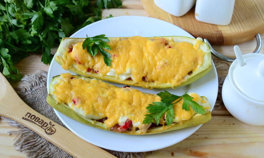 Рецепт кабачки, фаршированные куриной грудкой