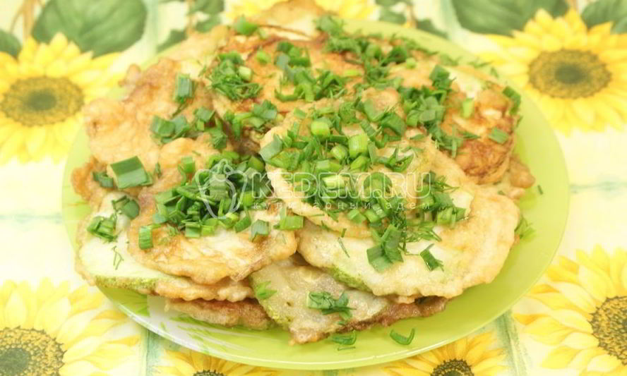 Рецепт кабачки в кляре с зеленью