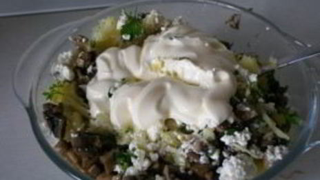 картофель, запеченный с грибами и сыром