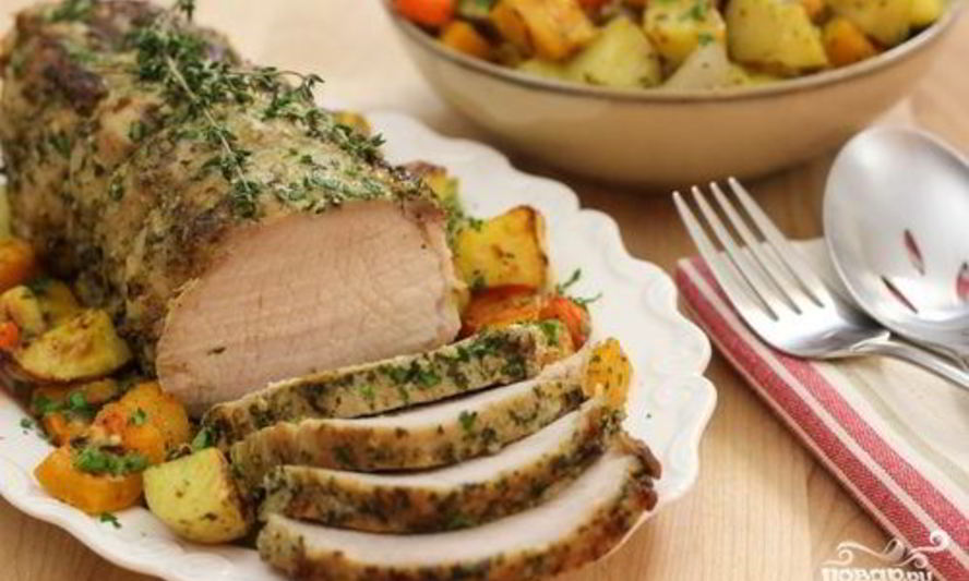 Рецепт овощи со свининой в духовке