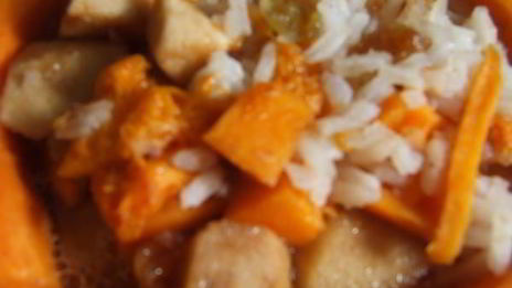 сладкая тыква, фаршированная рисом