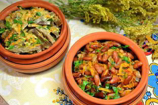 Фасоль и печень свиная