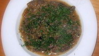 Говяжья печень по-строгановски