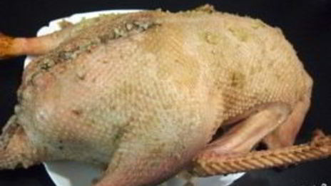 гусь с гречкой, грибами и печенью