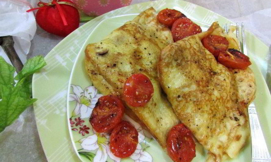 Рецепт креспелле с печенью, нутом и помидорами черри