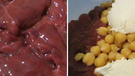 креспелле с печенью, нутом и помидорами черри