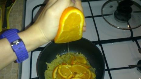 куриная печень с апельсинами