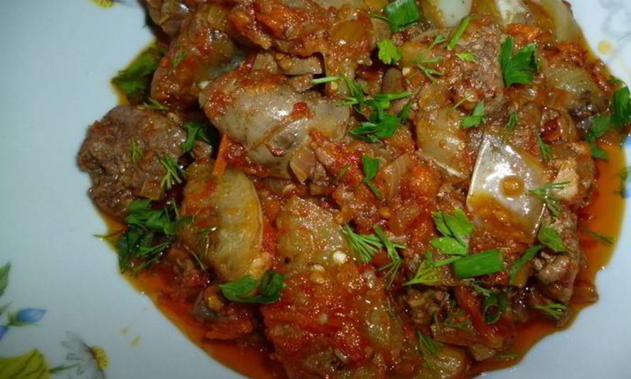 Рецепт куриная печень с белыми баклажанами
