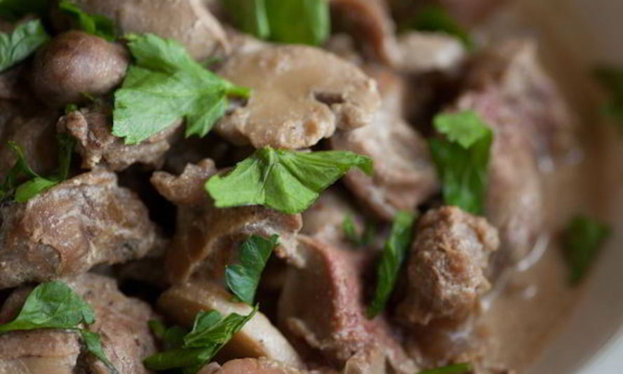 Рецепт куриная печень с грибами