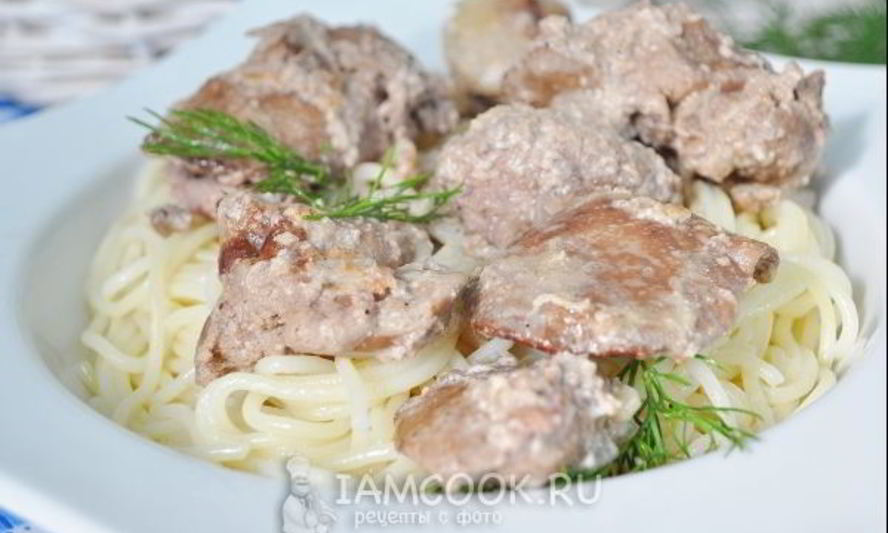 Рецепт куриная печень тушеная в сметане