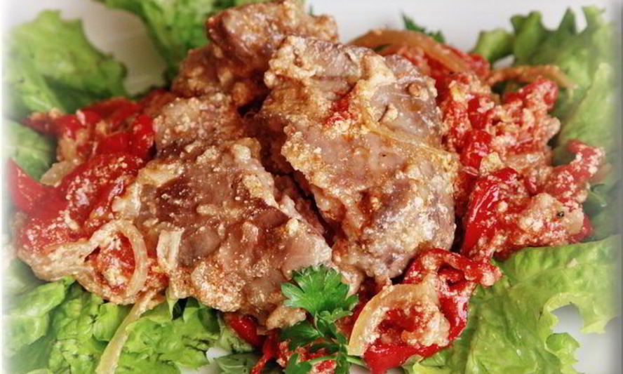 Рецепт куриная печень, запеченная с овощами