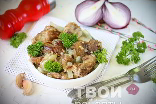 Куриная печень, жареная с луком