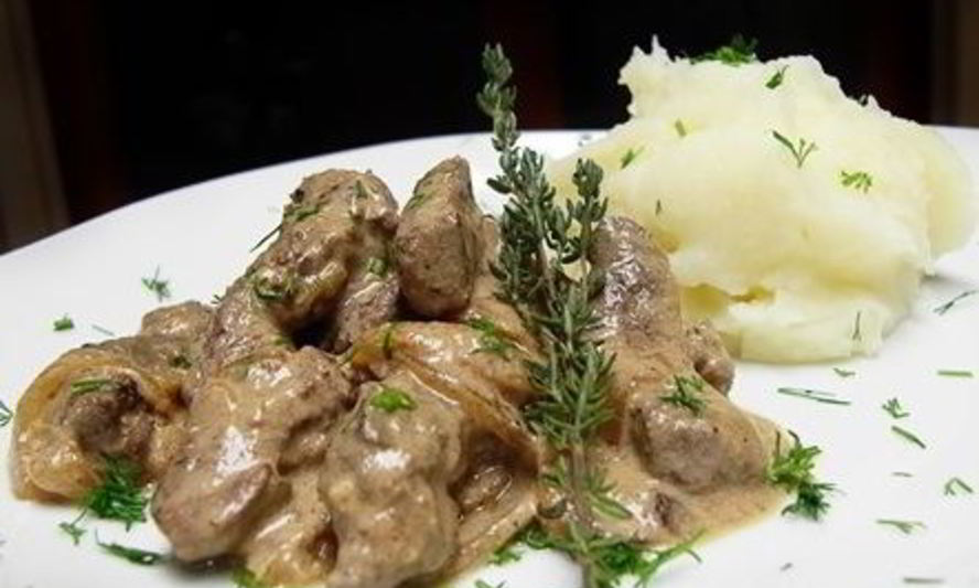 Рецепт куриная печень, жареная в сметане