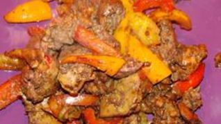 Куриная печень жаренная со сладким перцем