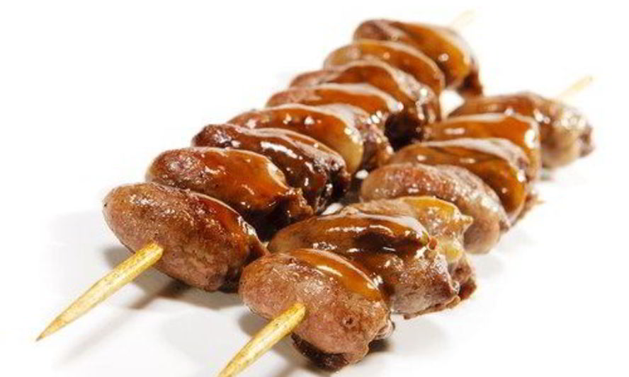 Рецепт куриные сердца и печень на шпажках