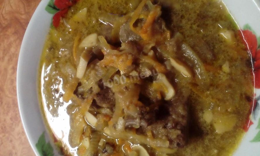 Рецепт печень говяжья тушеная с грибами