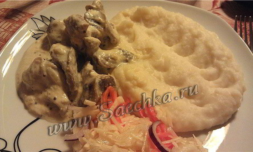 Рецепт печень по-бефстрогановски