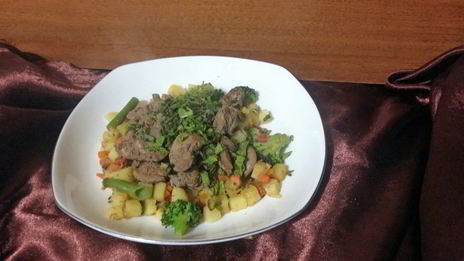 печень с овощами за 15 минут