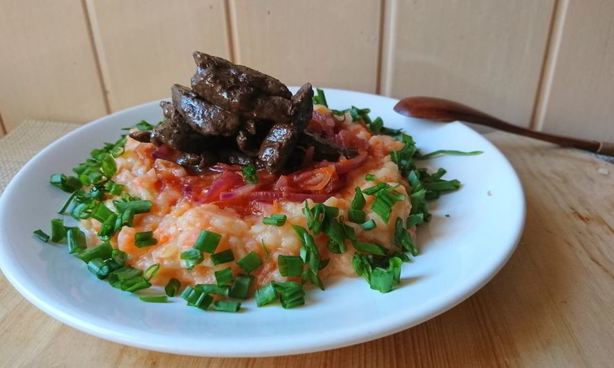 Рецепт печень с овощным пюре