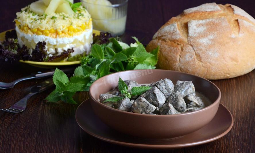 Рецепт печень в сливочном соусе