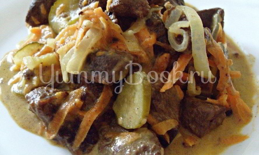 Рецепт печень в соусе из соленых огурцов