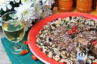 Сливочная печенка с рисом по-японски