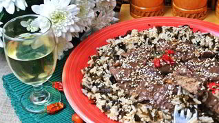 Сливочная печенка с рисом по-японски