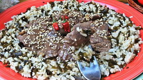 сливочная печенка с рисом по-японски