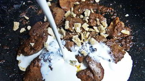 сливочная печенка с рисом по-японски