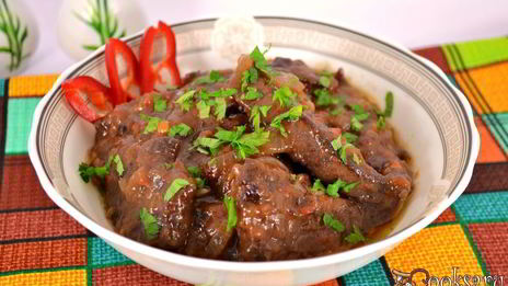 свиная печень в томатно-соевом соусе