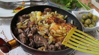 Жареная картошка с печенью