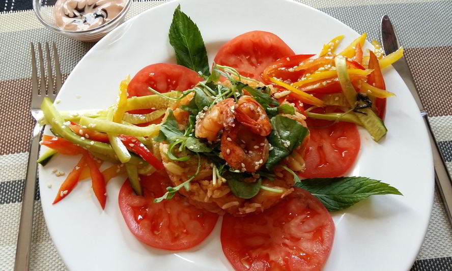 Рецепт имбирный плов с креветками