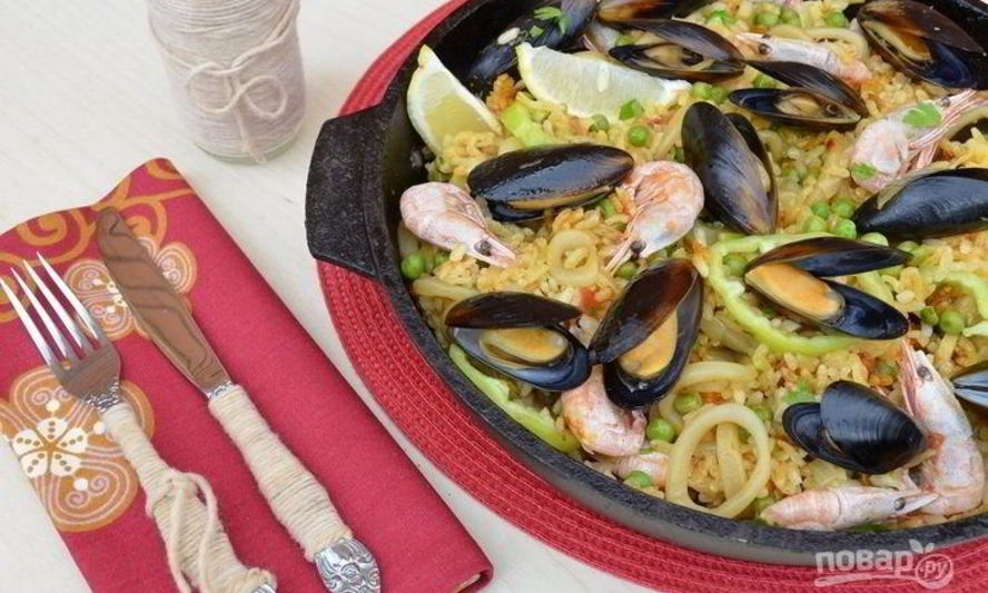 Рецепт паэлья из морепродуктов