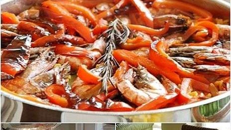 паэлья с колбасой и морепродуктами