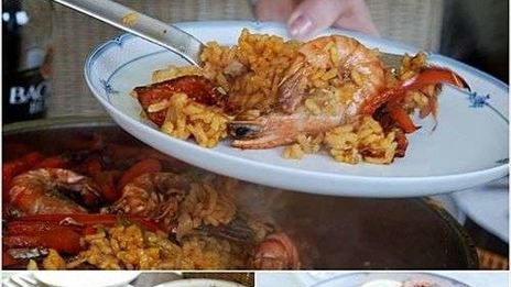 паэлья с колбасой и морепродуктами