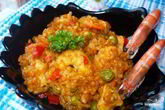 Паэлья с курицей и креветками