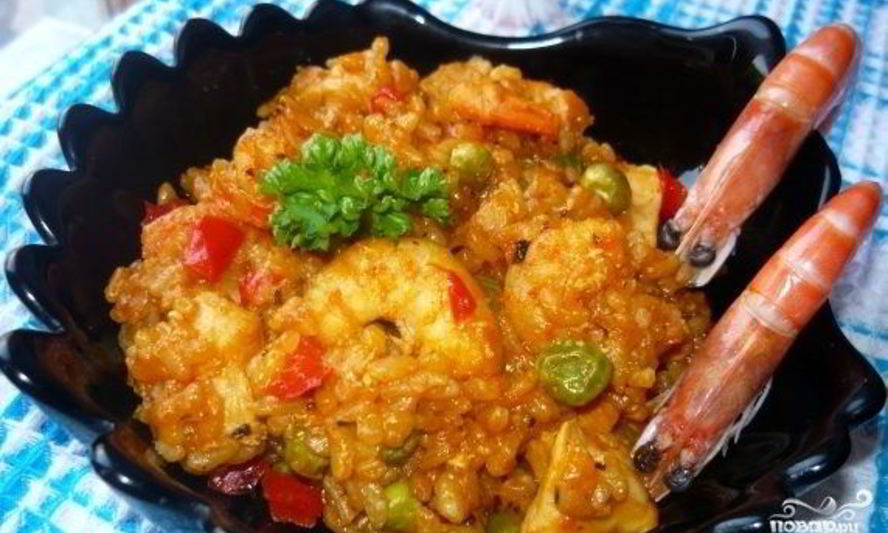 Рецепт паэлья с курицей и креветками
