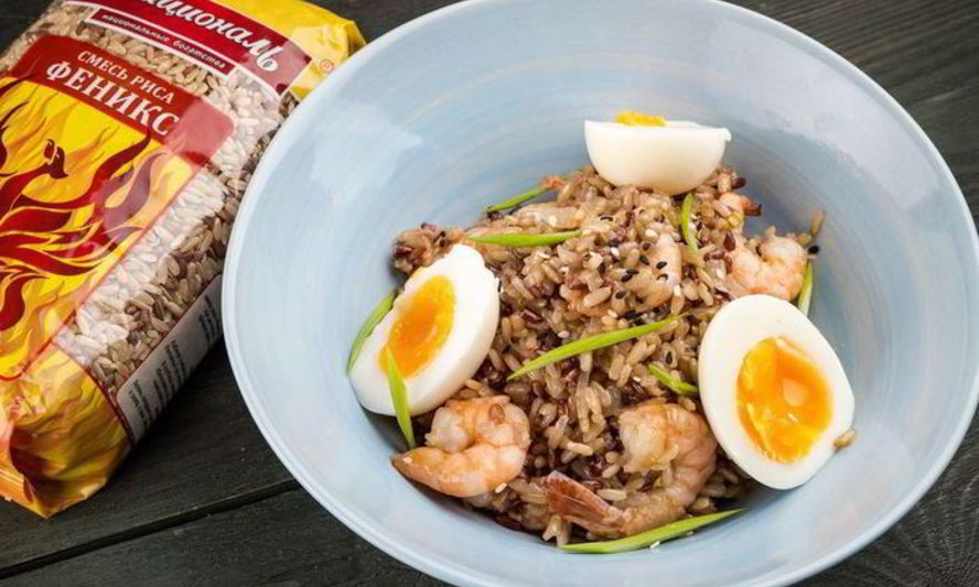 Рецепт плов из красного и бурого риса с креветками