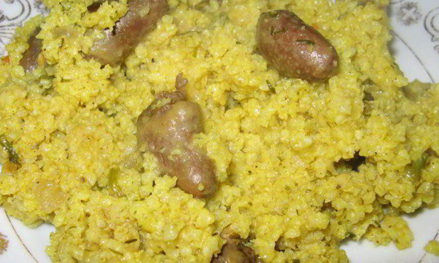 Рецепт плов из пшена с куриными сердечками