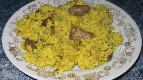 плов из пшена с куриными сердечками