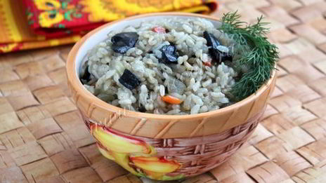 плов с грибами