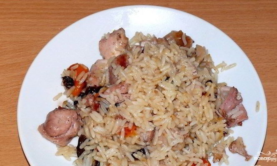 Рецепт плов с курицей и сухофруктами