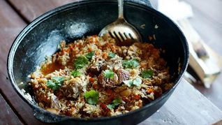 Плов в казане из говядины