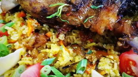 разобранный плов с бараниной