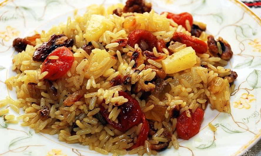 Рецепт сладкий плов с изюмом и курагой