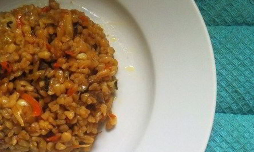 Рецепт веганский плов из булгура с баклажанами