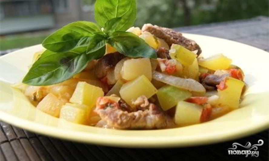Рецепт мясное рагу с кабачками