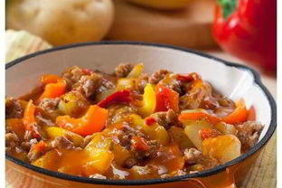 Овощное рагу с фаршем в сливках