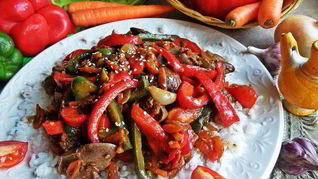 Рагу из печенки с овощами