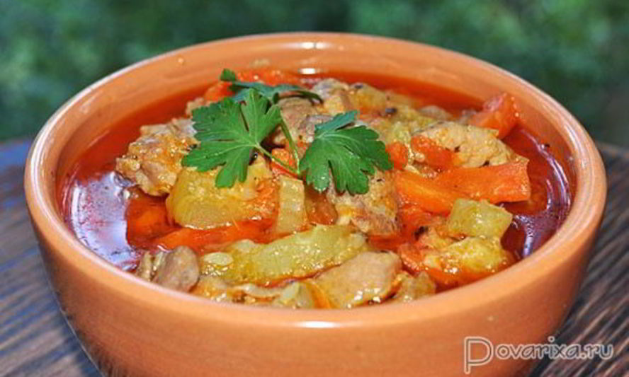 Рецепт рагу из свинины с кабачками
